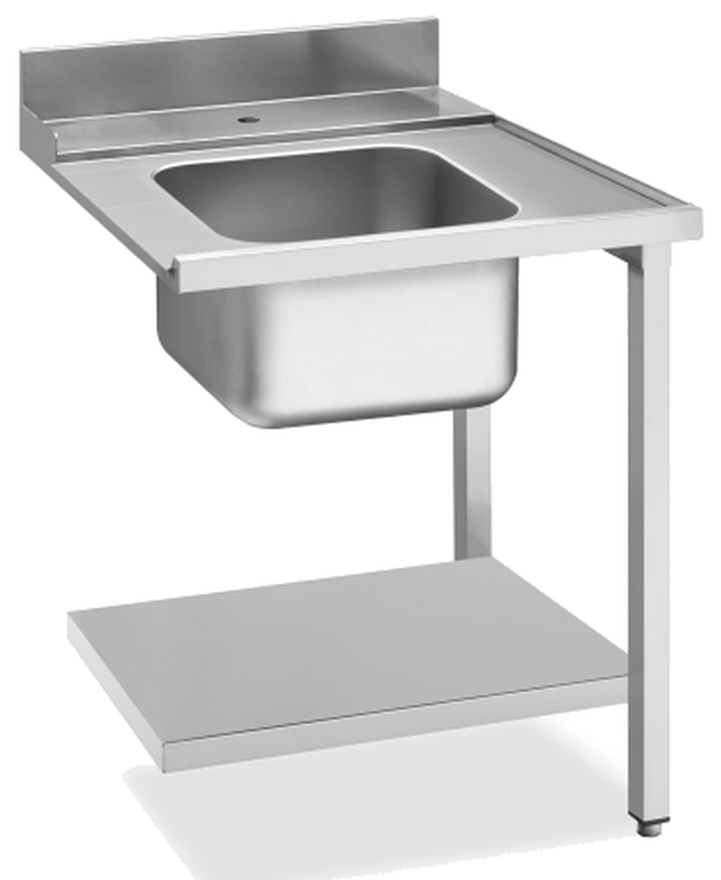 KBS Gastrotechnik Zulauftisch Becken links, Breite 70cm, Grundboden und Aufkantung