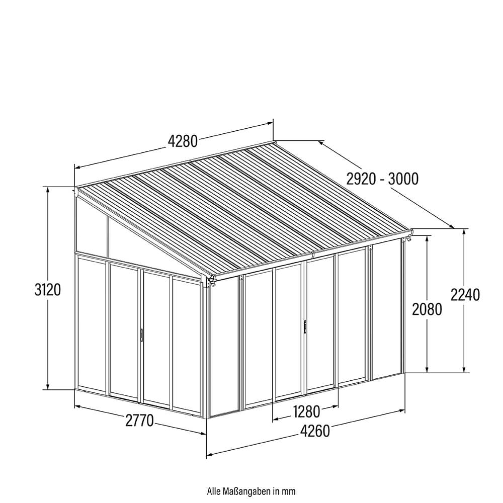 Home Deluxe Wintergarten mit Schiebetüren AMARIS - 428 x 300 cm Anthrazit