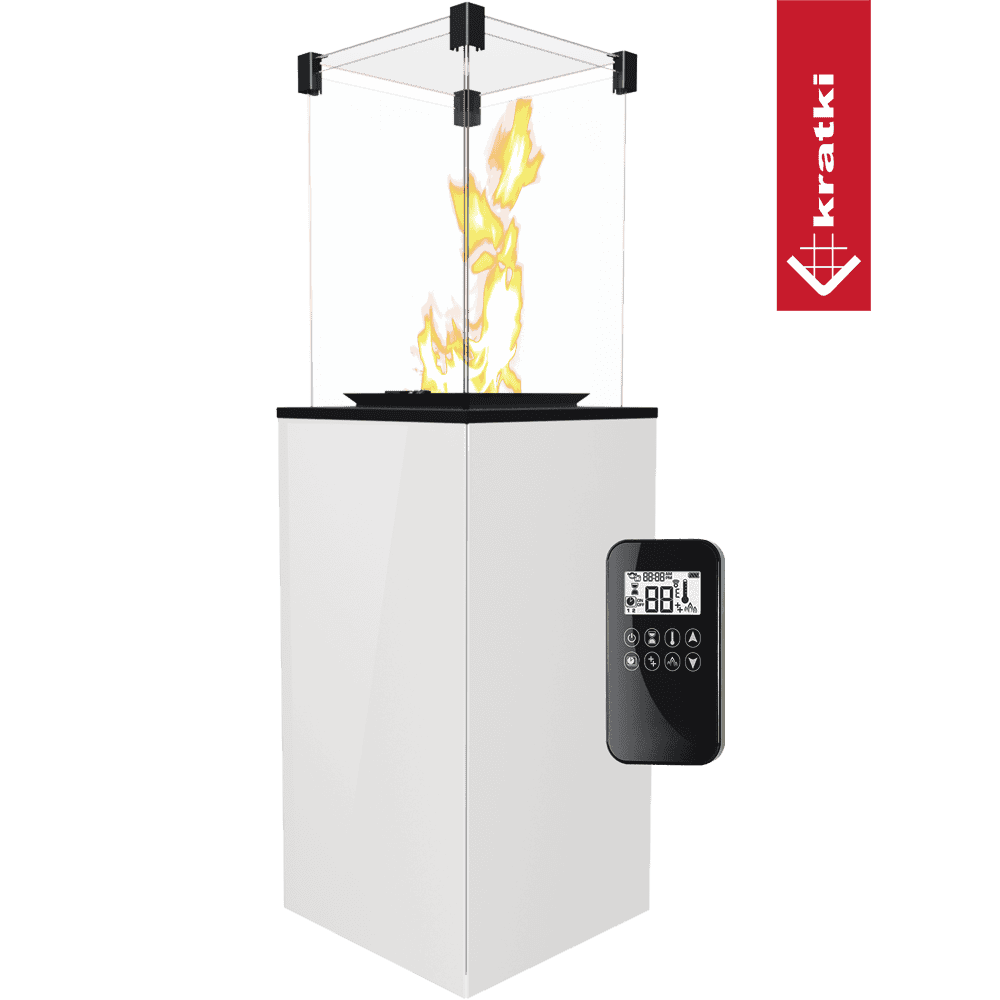 Kratki Terrassenheizer Patio Glas weiß automatische Steuerung 8,2kW