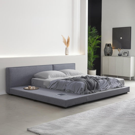 Home Deluxe Bett mit Ablage GALAXIS - 140 x 200 cm Grau