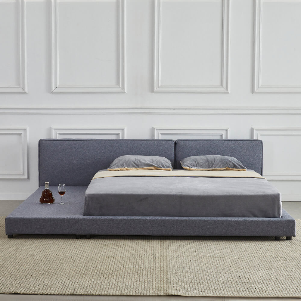 Home Deluxe Bett mit Ablage GALAXIS - 140 x 200 cm Grau