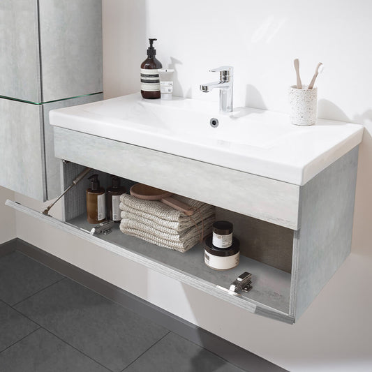 Home Deluxe Badmöbel Komplettset WANGEROOGE BIG XL - Grau