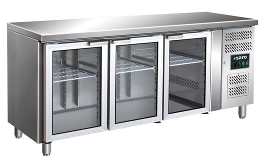 SARO Kühltisch, 3 Glastüren, Modell GN 3100 TNG