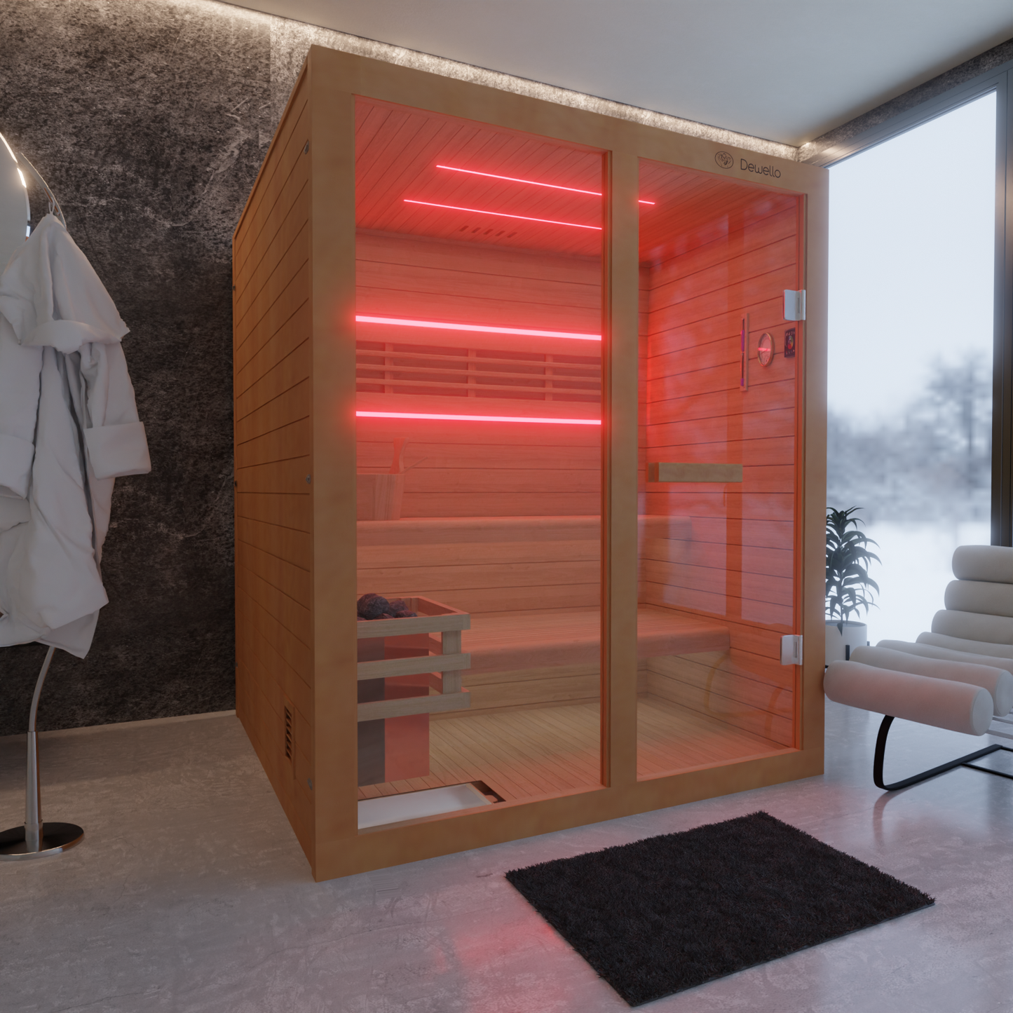 Dewello Finnische Sauna TOFINO 160cm x 150cm bei TroniTechnik