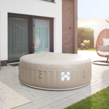 Home Deluxe Outdoor Whirlpool SPLASH inkl. Abdeckung - Ø208 cm 6 Personen Beige