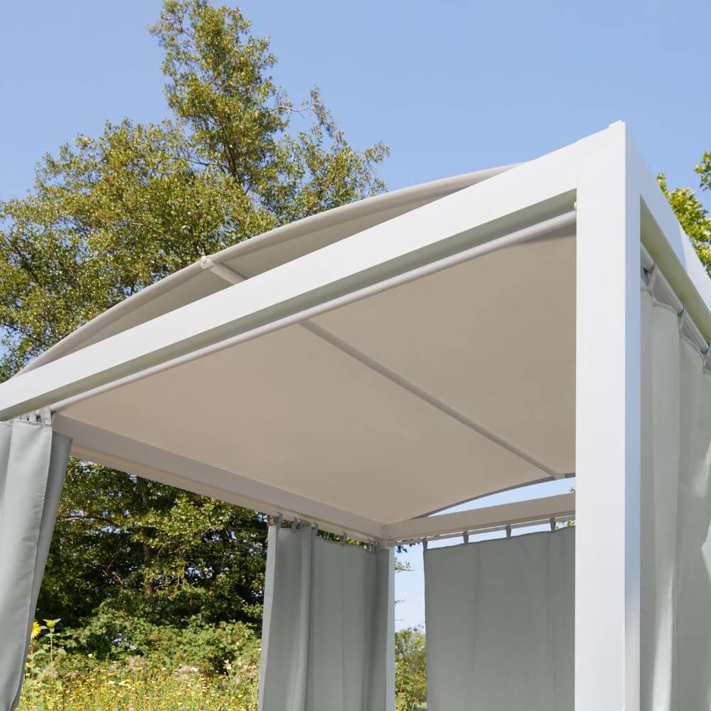 Home Deluxe Sonnenliege mit Abdeckung LYON - 208 x 188 cm Weiß
