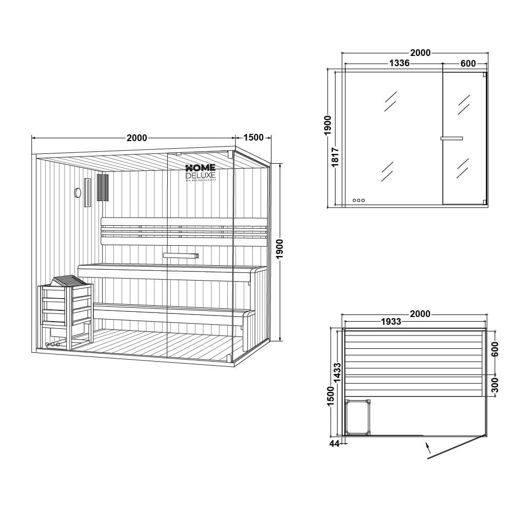 Home Deluxe Traditionelle Sauna SHADOW XL - 200 x 150 cm für 5 Personen