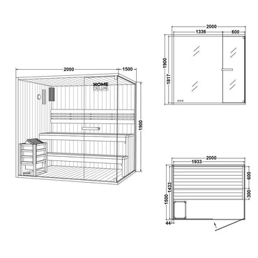 Home Deluxe Traditionelle Sauna SHADOW XL - 200 x 150 cm für 5 Personen