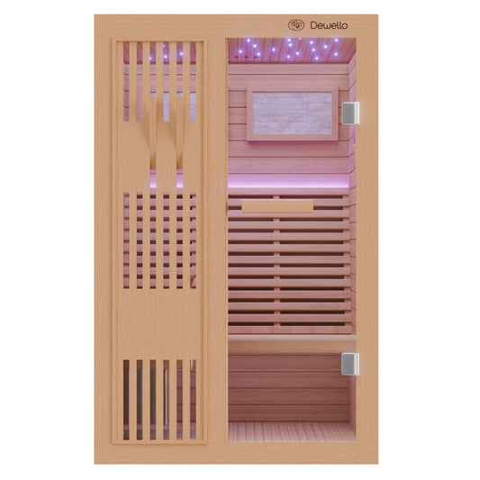 Dewello Finnische Sauna MINTO 120cm x 120cm bei TroniTechnik