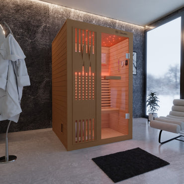 Dewello Finnische Sauna MINTO 120cm x 120cm bei TroniTechnik