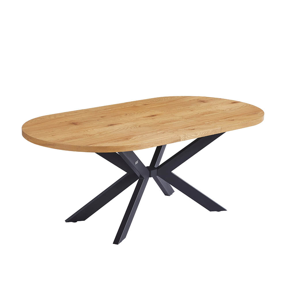 Home Deluxe Esstisch Oval Ausziehbar AVENTI inkl. Sternfuß - 160-200 x 100 cm Light Oak