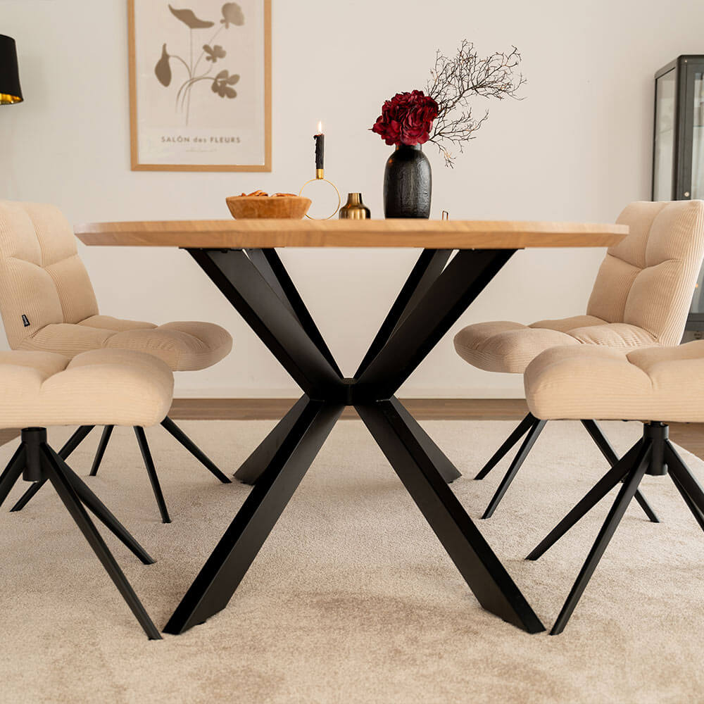 Home Deluxe Esstisch Oval AVENTIS inkl. Sternfuß - 200 x 120 cm Fishbone Oak