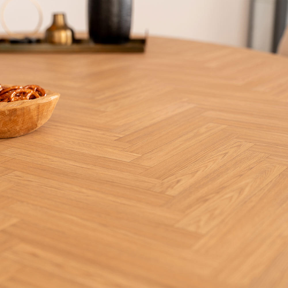 Home Deluxe Esstisch Oval AVENTIS inkl. Sternfuß - 200 x 120 cm Fishbone Oak