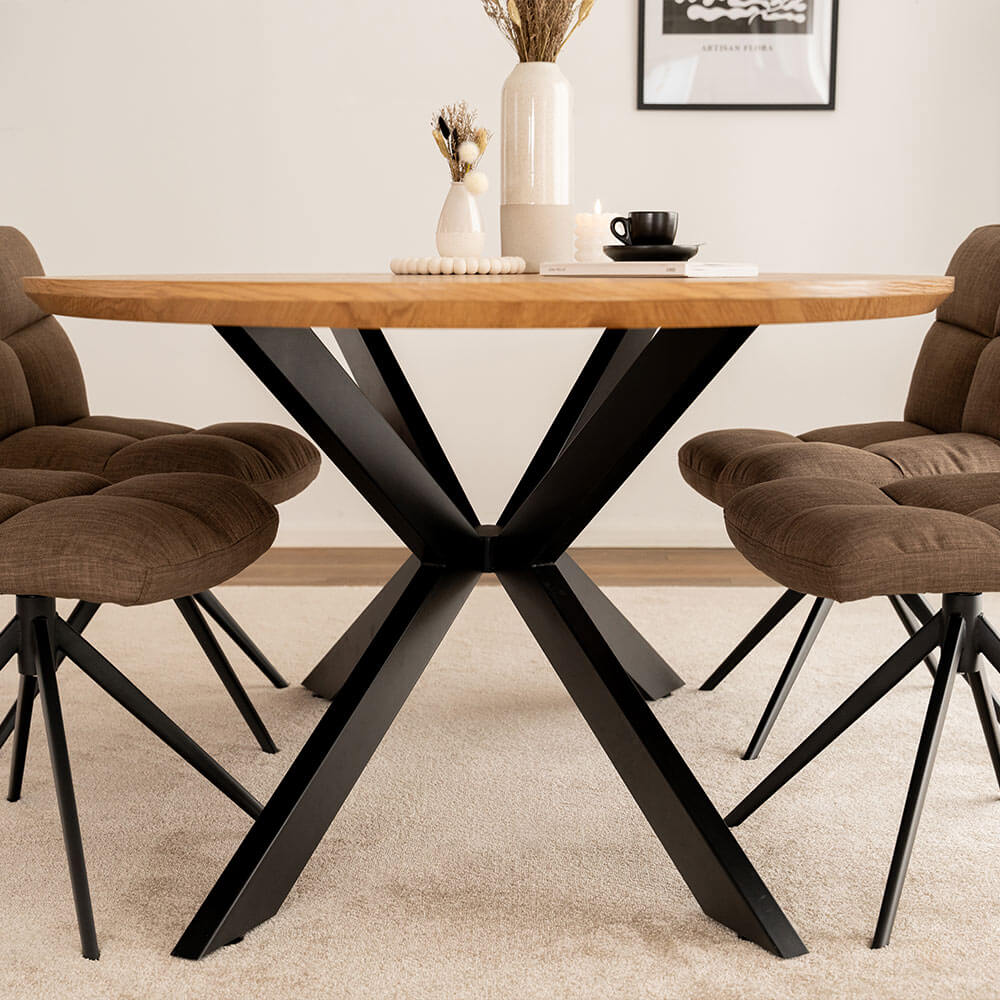 Home Deluxe Esstisch Oval AVENTIS inkl. Sternfuß - 200 x 120 cm Light Oak