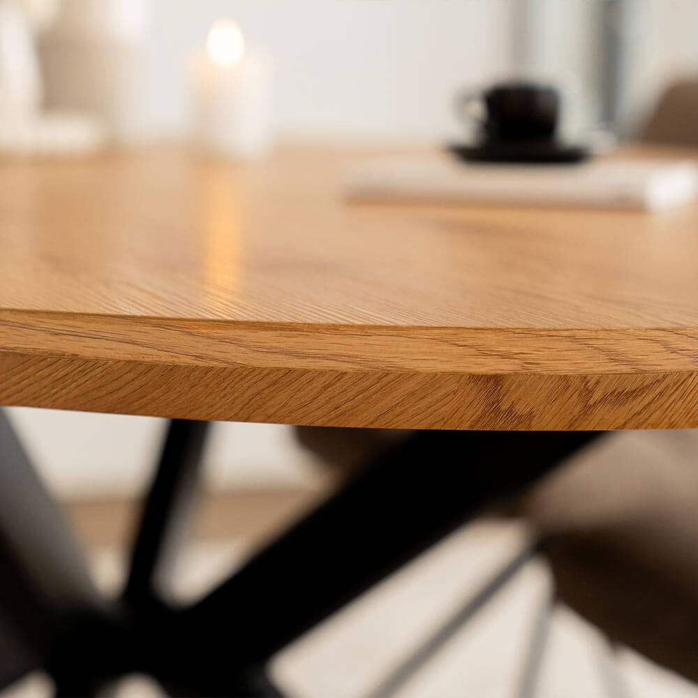 Home Deluxe Esstisch Oval AVENTIS inkl. Sternfuß - 200 x 120 cm Light Oak