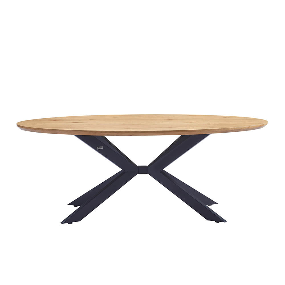 Home Deluxe Esstisch Oval AVENTIS inkl. Sternfuß - 200 x 120 cm Light Oak