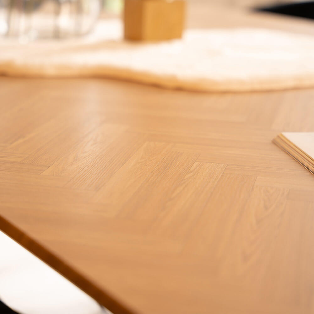 Home Deluxe Esstisch Eckig AVENCIA inkl. Sternfuß -160 x 100 cm Fishbone Oak