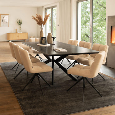Home Deluxe Esstisch Eckig AVENCIA inkl. Sternfuß - 160 x 100 cm Dark Oak
