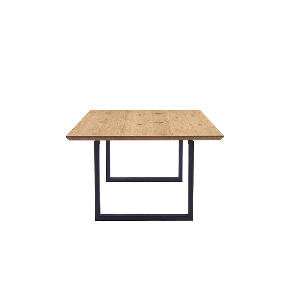 Home Deluxe Essgruppe Eckig AVENCIA inkl. U-Fuß - 240 x 120 cm Light Oak 8 Stühle Grau
