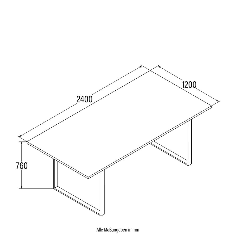 Home Deluxe Esstisch Eckig AVENCIA inkl. U-Fuß - 240 x 120 cm Fishbone Oak