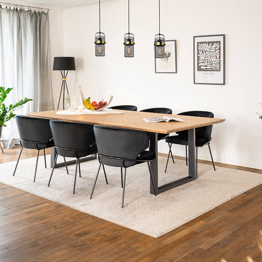 Home Deluxe Essgruppe Eckig AVENCIA inkl. U-Fuß - 240 x 120 cm Fishbone Oak 6 Stühle