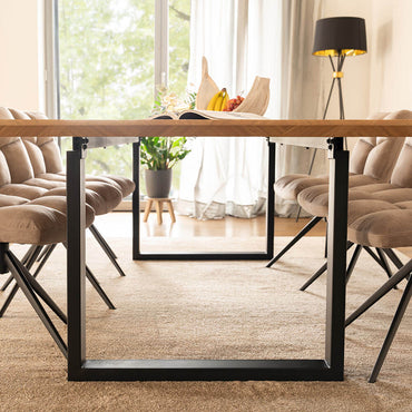 Home Deluxe Essgruppe Eckig AVENCIA inkl. U-Fuß - 240 x 120 cm Fishbone Oak 6 Stühle Creme