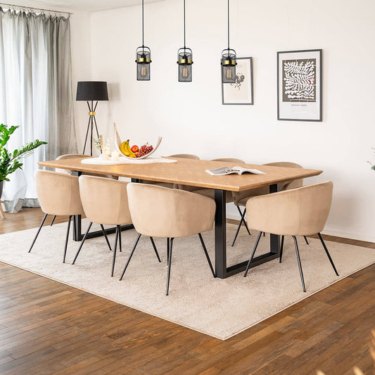 Home Deluxe Essgruppe Eckig AVENCIA inkl. U-Fuß - 240 x 120 cm Fishbone Oak 8 Stühle