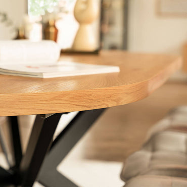 Home Deluxe Essgruppe Rund Ausziehbar AVENTURA inkl. Sternfuß - 120-160 x 120 cm Light Oak 6 Stühle Grau