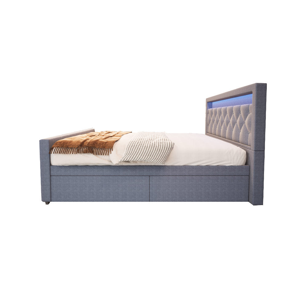 Home Deluxe Polsterbett inkl. Matratze und Topper VELARA - 140 x 200 cm Dunkelgrau
