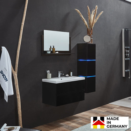 Home Deluxe Badmöbel Komplettset WANGEROOGE BIG DELUXE L - Schwarz Made in Germany