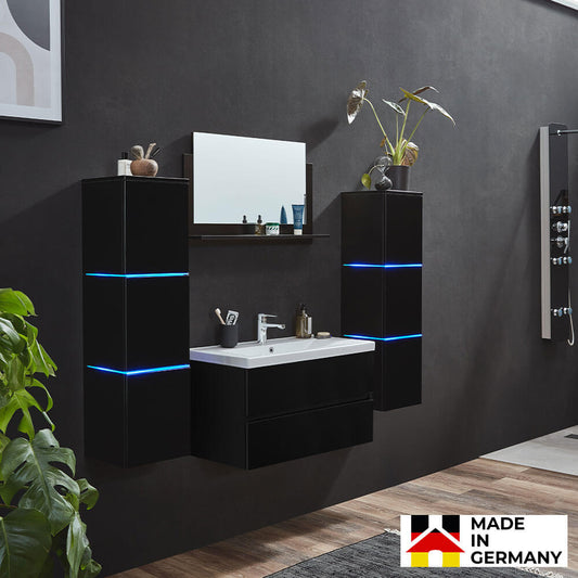Home Deluxe Badmöbel Komplettset WANGEROOGE BIG DELUXE XL - Schwarz Made in Germany