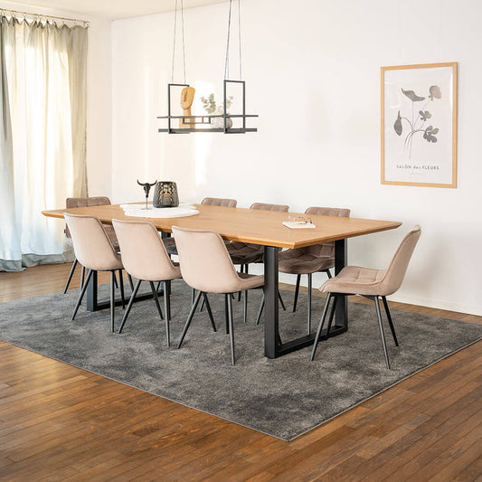 Home Deluxe Essgruppe Eckig AVENCIA inkl. U-Fuß - 240 x 120 cm Light Oak 8 Stühle Hellbraun