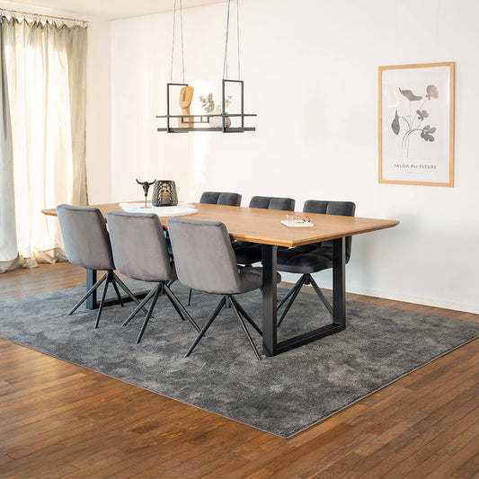 Home Deluxe Essgruppe Eckig AVENCIA inkl. U-Fuß - 240 x 120 cm Light Oak 6 Stühle