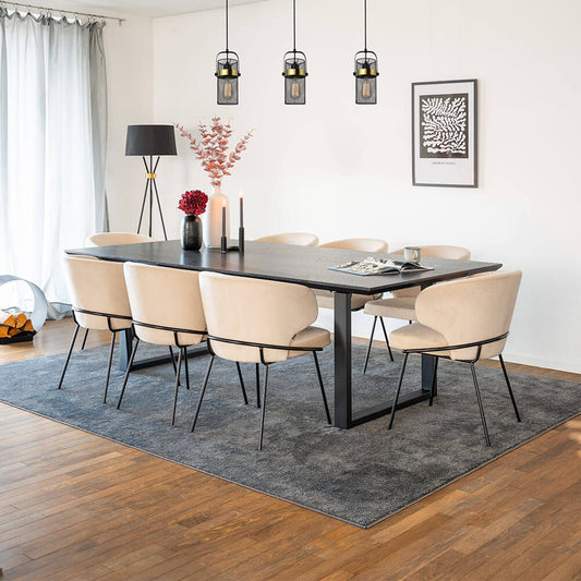 Home Deluxe Essgruppe Eckig AVENCIA inkl. U-Fuß - 240 x 120 cm Dark Oak 8 Stühle