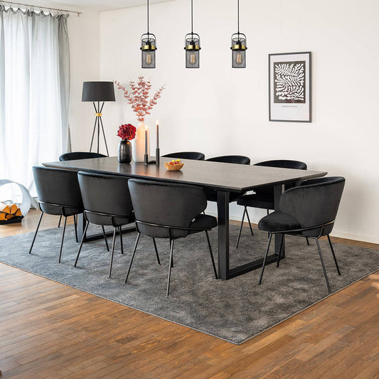 Home Deluxe Essgruppe Eckig AVENCIA inkl. U-Fuß - 240 x 120 cm Dark Oak 8 Stühle