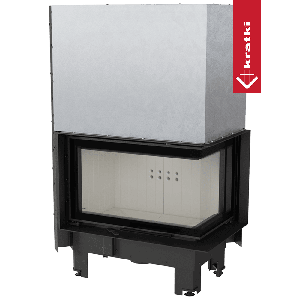 Kratki Kamineinsatz aus Stahl KRATKI MBM rechts 10 kW Ø 200 mit Schiebetür gebogenes Glas