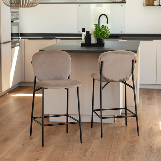 Home Deluxe Barhocker Samt CELDA - 6er Set Hellbraun