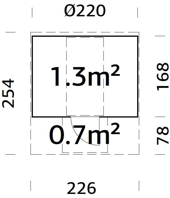 Palmako Anita 1,3+0,7 m2 - Naturbelassen