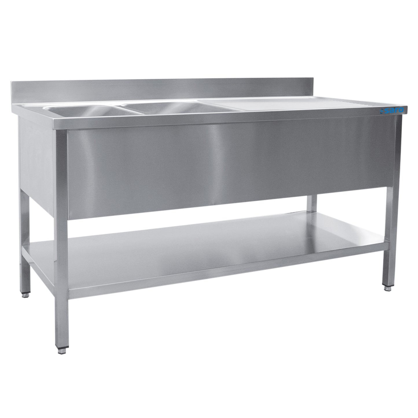 SARO Spültisch 2 Becken, links - B 1400 x T 600 mm