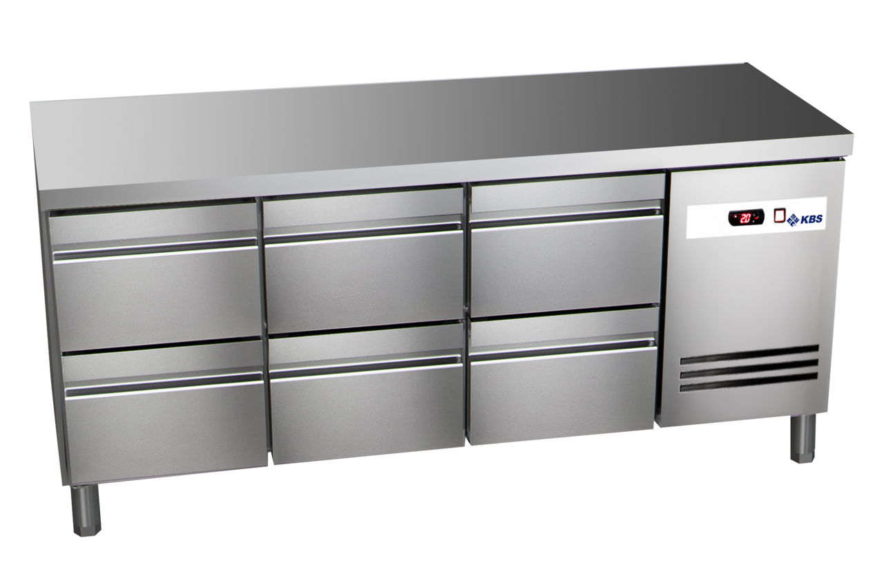 KBS Gastrotechnik Kühltisch Ready KT3106 mit Arbeitsplatte 6 halbe Schubladen