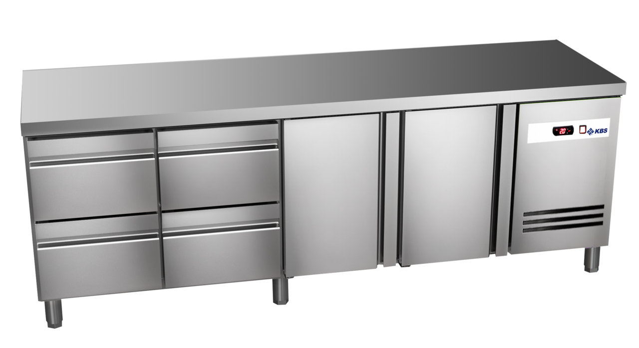 KBS Gastrotechnik Kühltisch Ready KT4104 mit Arbeitsplatte 2 Türen 4 halbe Schublade