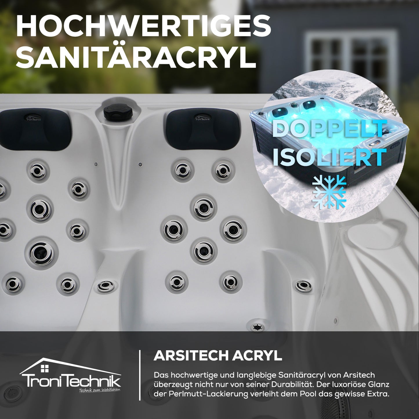 Tronitechnik Outdoor Whirlpool Spa BOTTARO perlmutt