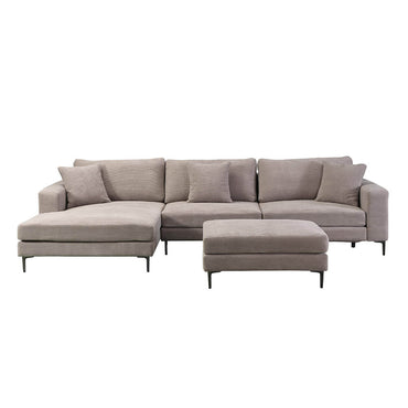 Home Deluxe Sofa mit Hocker BELLANO - 340 x 188 cm Cord Beige