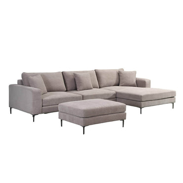 Home Deluxe Sofa mit Hocker BELLANO - 340 x 188 cm Cord Beige