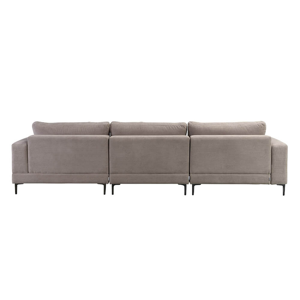 Home Deluxe Sofa mit Hocker BELLANO - 340 x 188 cm Cord Beige