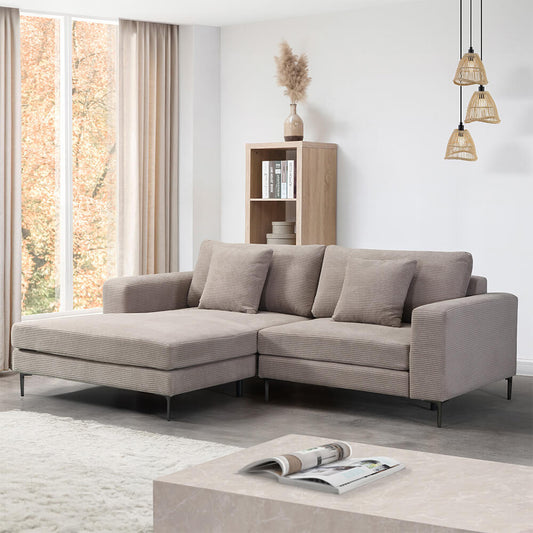 Home Deluxe Sofa BELLANO - 238 x 188 cm Cord Beige
