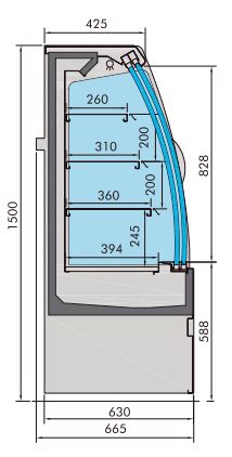 CombiSteel KÜHLVITRINE NOAH MIT SCHIEBETÜREN 1.9