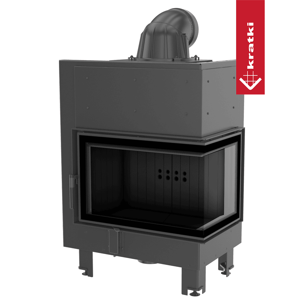 Kratki Kamineinsatz aus Stahl KRATKI MBM rechts 10 kW Ø 200 schwarz Verkleidung