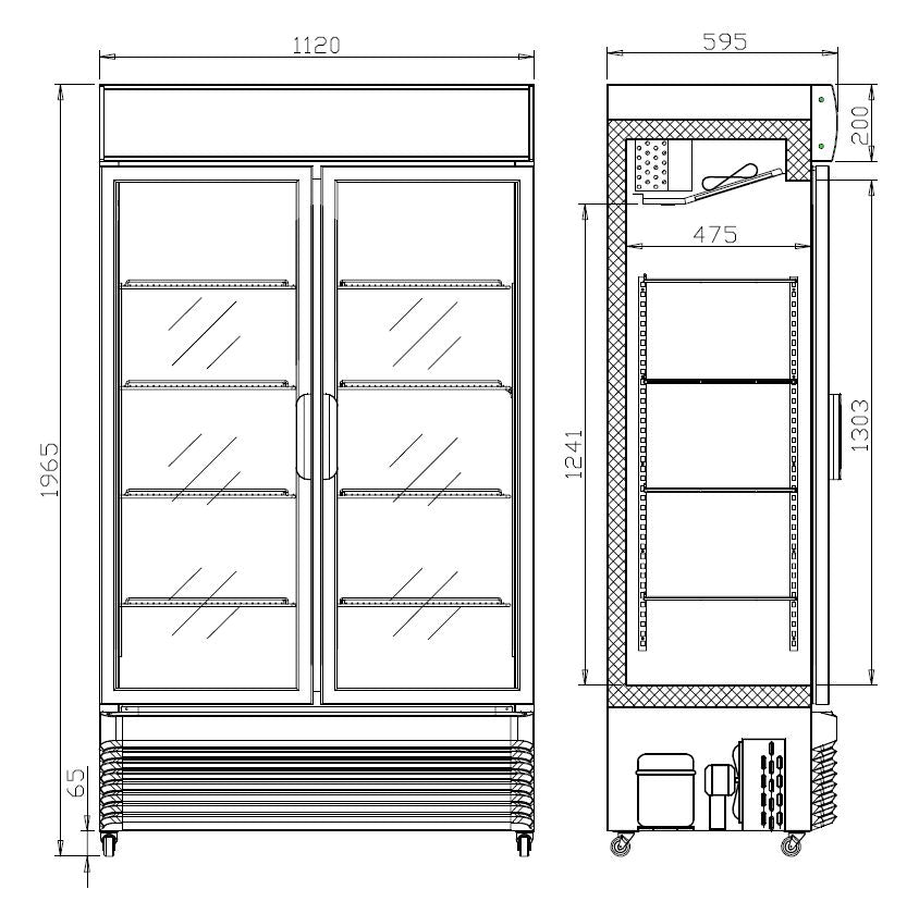 CombiSteel KÜHLSCHRANK MIT SCHIEBEGLASTÜREN BEZ-750 SL