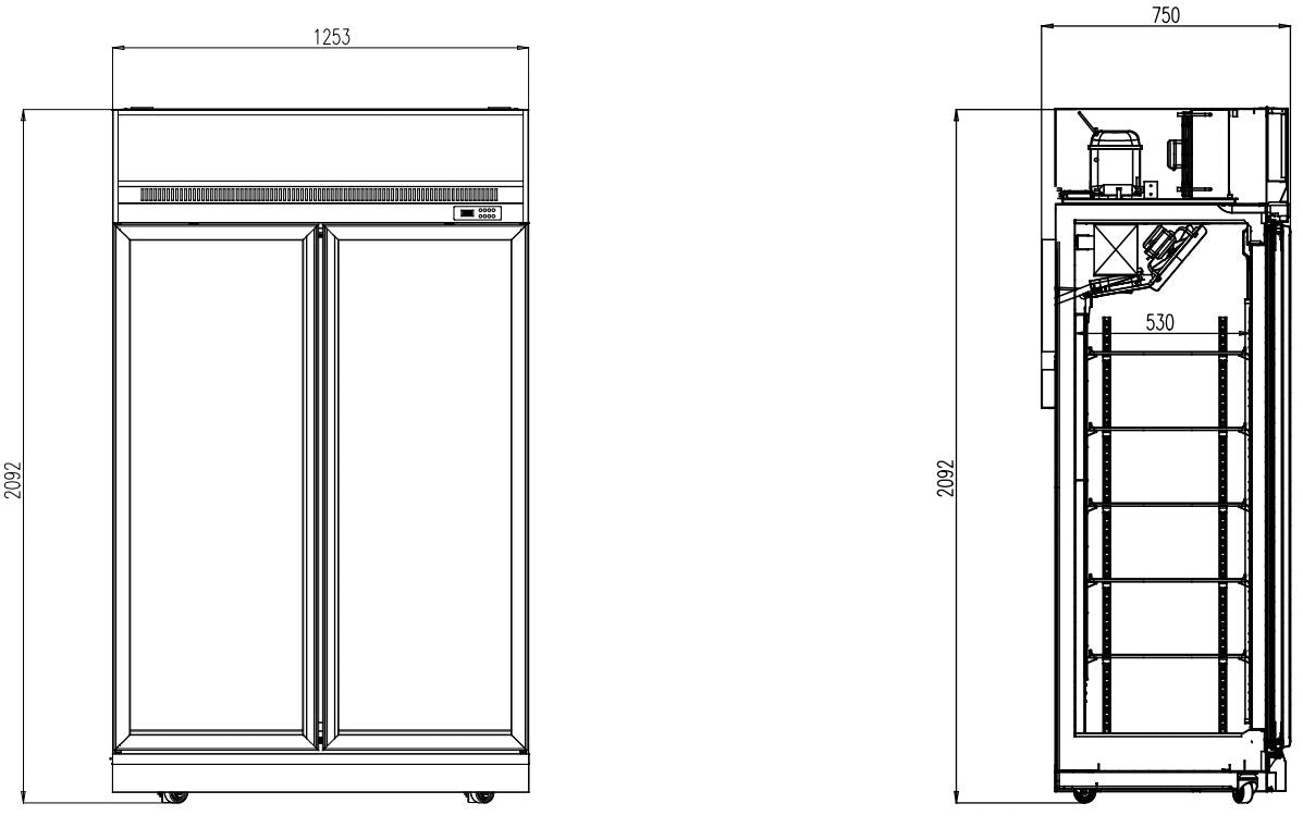 CombiSteel TIEFKÜHLSCHRANK 2 GLASTÜREN INS-1000F